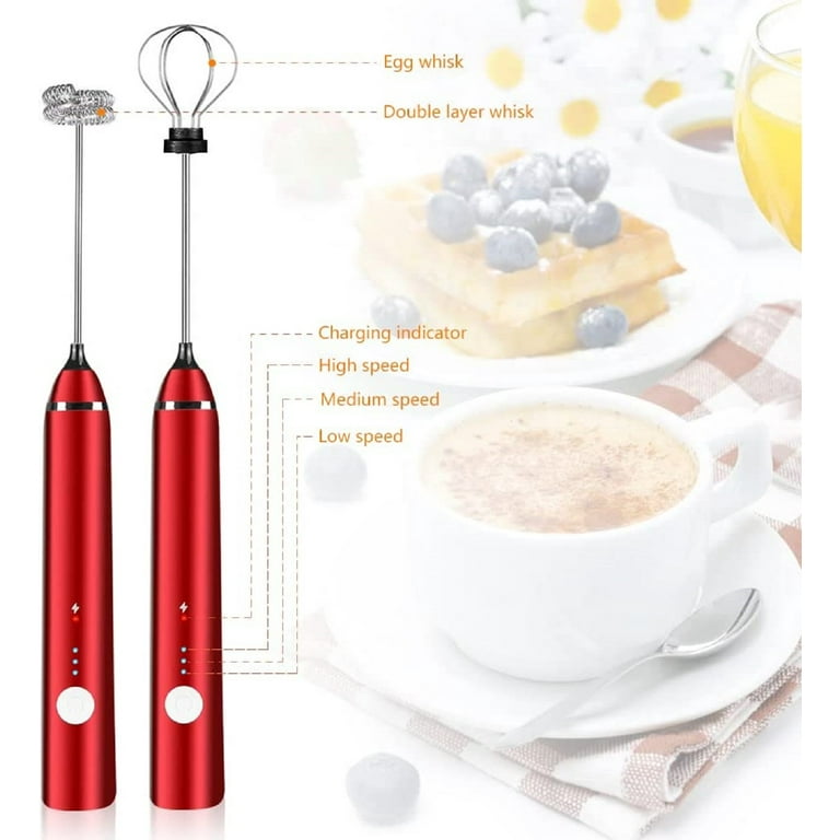 DELM Electric Milk Frother, Coffee Frother, Rechargeable, Drink Mixer,  Handheld