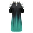 thumbnail image 4 of PATLOLLAV Summer Womens Dresses Fashion Short Sleeve Print Off Shoulder Metal Halter Dress, 4 of 5