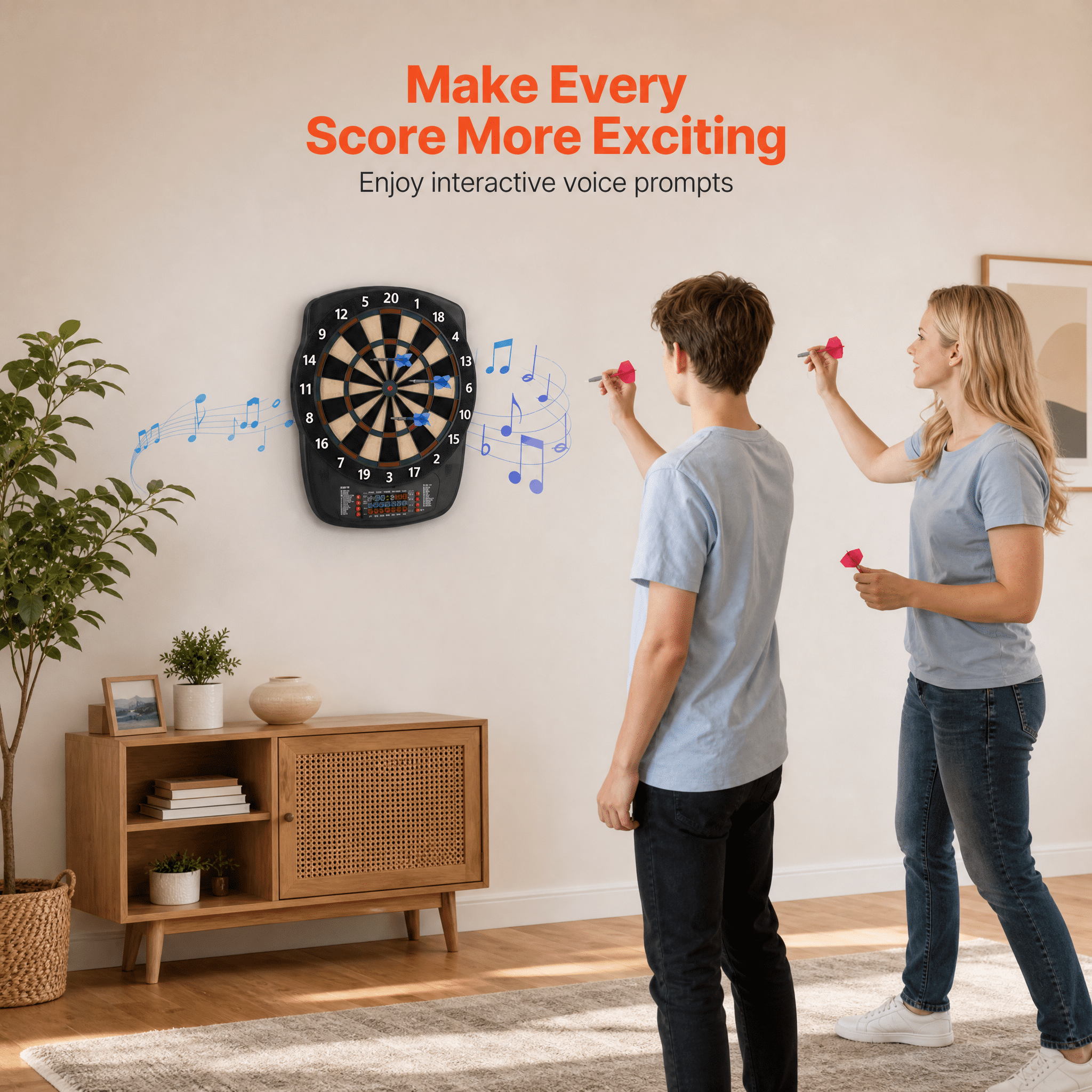 Electronic Dartboard 43 Game Modes 200+ Combinations 8 Players Color LCD for Home Office Bar Party