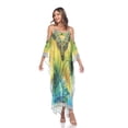thumbnail image 3 of White Mark PSLD985-227 Women Plus Size Sheer Maxi Caftan Sparkle Tunic Top, Red - One Size, 3 of 10