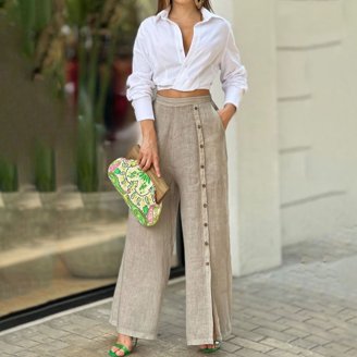 ladies dress pant shirt The Zoe- Ladies Package with Black Dress Pants and a Premium White Microfiber Shirt