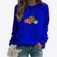 thumbnail image 2 of LEAVINGSUO Fall Clothes Womens Tops Long Sleeve Fashion Women Comfortable Casual Squash Letter Printed Pullover Round-Neck Long Sleeve T-Shirt Blouse Tops Blue XXXL, 2 of 3