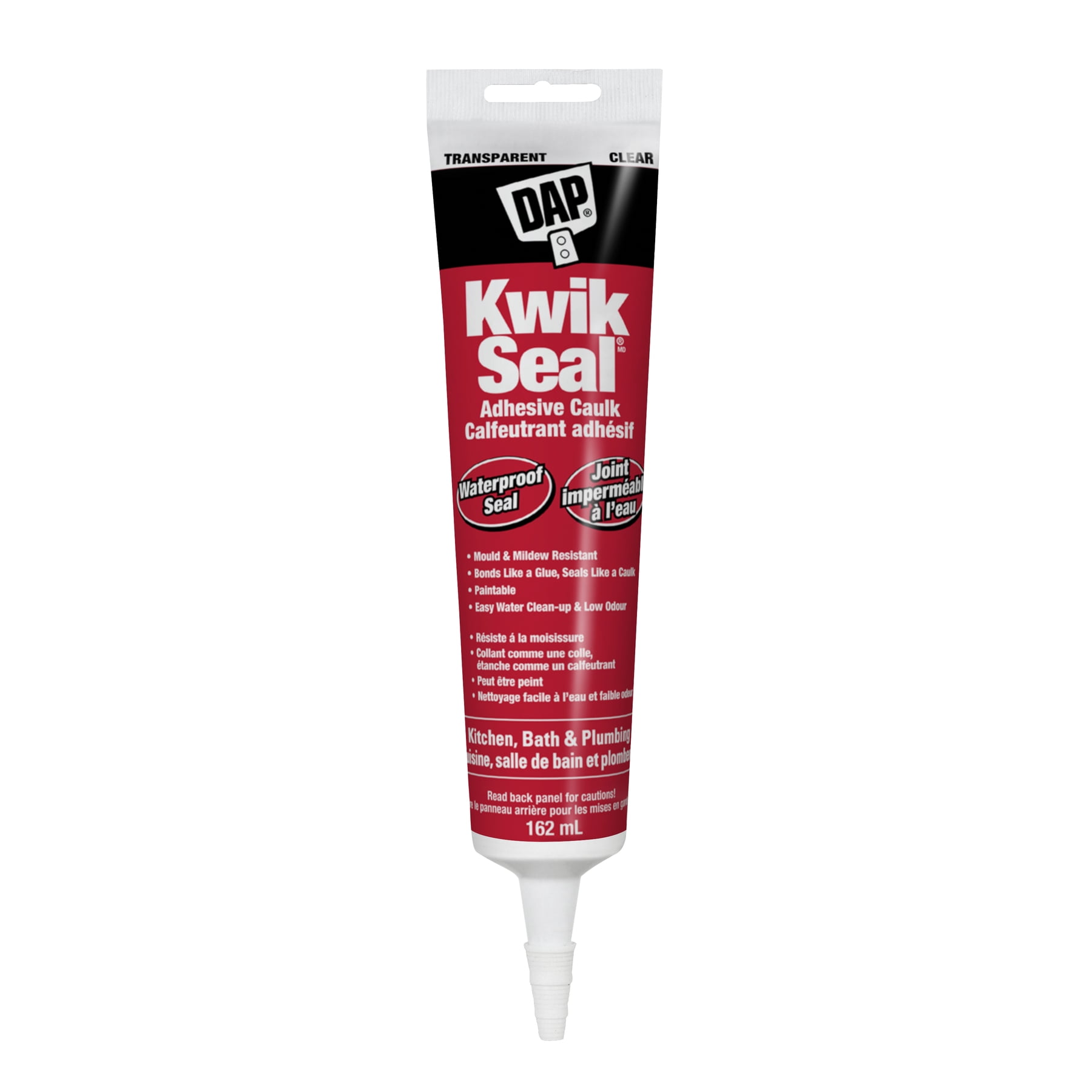 DAP Kwik Seal Kitchen and Bath Adhesive Caulking, 162ml, Clear