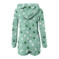 thumbnail image 4 of BLTIBY Womens Fleece Sherpa Hooded Romper Warm Fuzzy Short Playsuit Jumpsuit Cute Valentine Onesie Sleepwear Adult Zip Rompers Green 3 XXL, 4 of 5