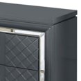 thumbnail image 5 of HomeStock Nightstand with 2 Drawers Diamond Pattern Crystal Handles Mirror Trim Charcoal Gray Finish 27 Inch x 17.01 Inch x 27.01 Inch Wood Build, 5 of 6