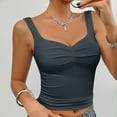 thumbnail image 3 of Yuzhih Women's Crop Tank Tops Trendy Cute Sweetheart Neck Shirts Pleated Slim Sleeveless Summer Clothes, 3 of 6