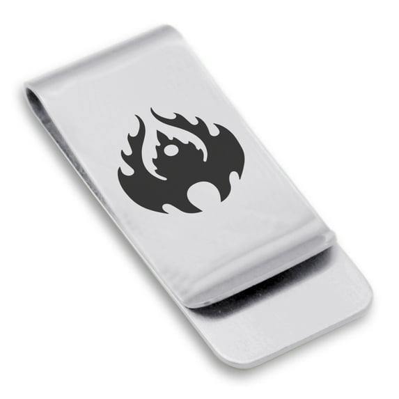 Stainless Steel Fire Element Classic Slim Money Clip Credit Card Holder