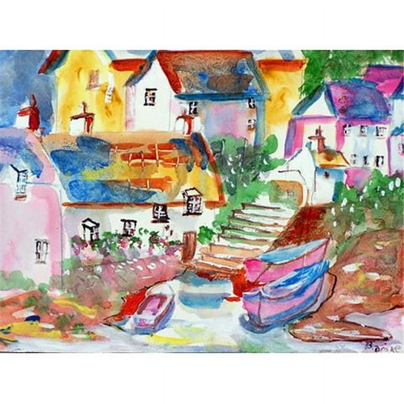 Betsy Drake TP938 24 x 30 in. Boats At Steps Outdoor Wall Hanging