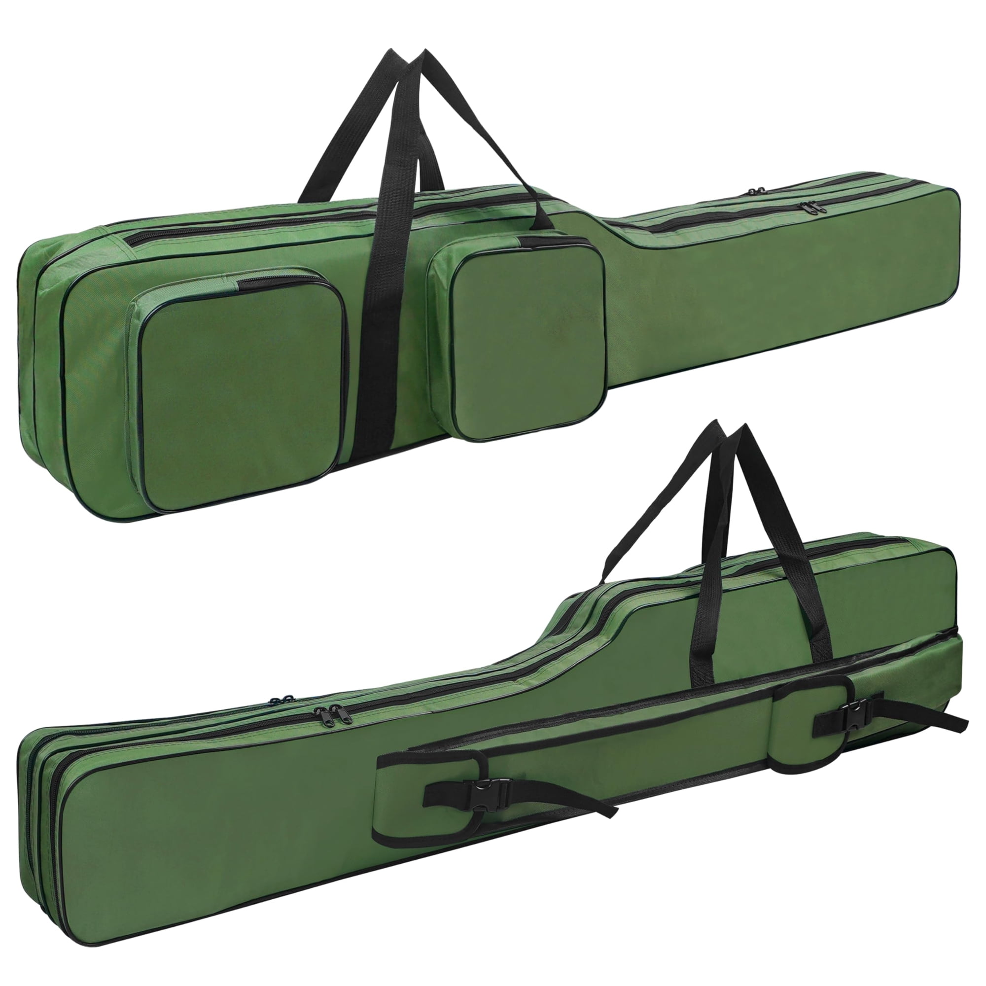 Olive Green Fishing Rod Case 51.2 L Waterproof Reel Organizer 600D Oxford Bag