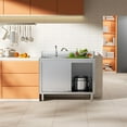 thumbnail image 2 of Laundry Sink with Cabinet, Stainless Steel Free Standing Sink with Single Bowl Commercial Utility Sinks for Farmhouse Bathroom Bar Laundry Room Kitchen Outdoor (39 Inch), 2 of 7