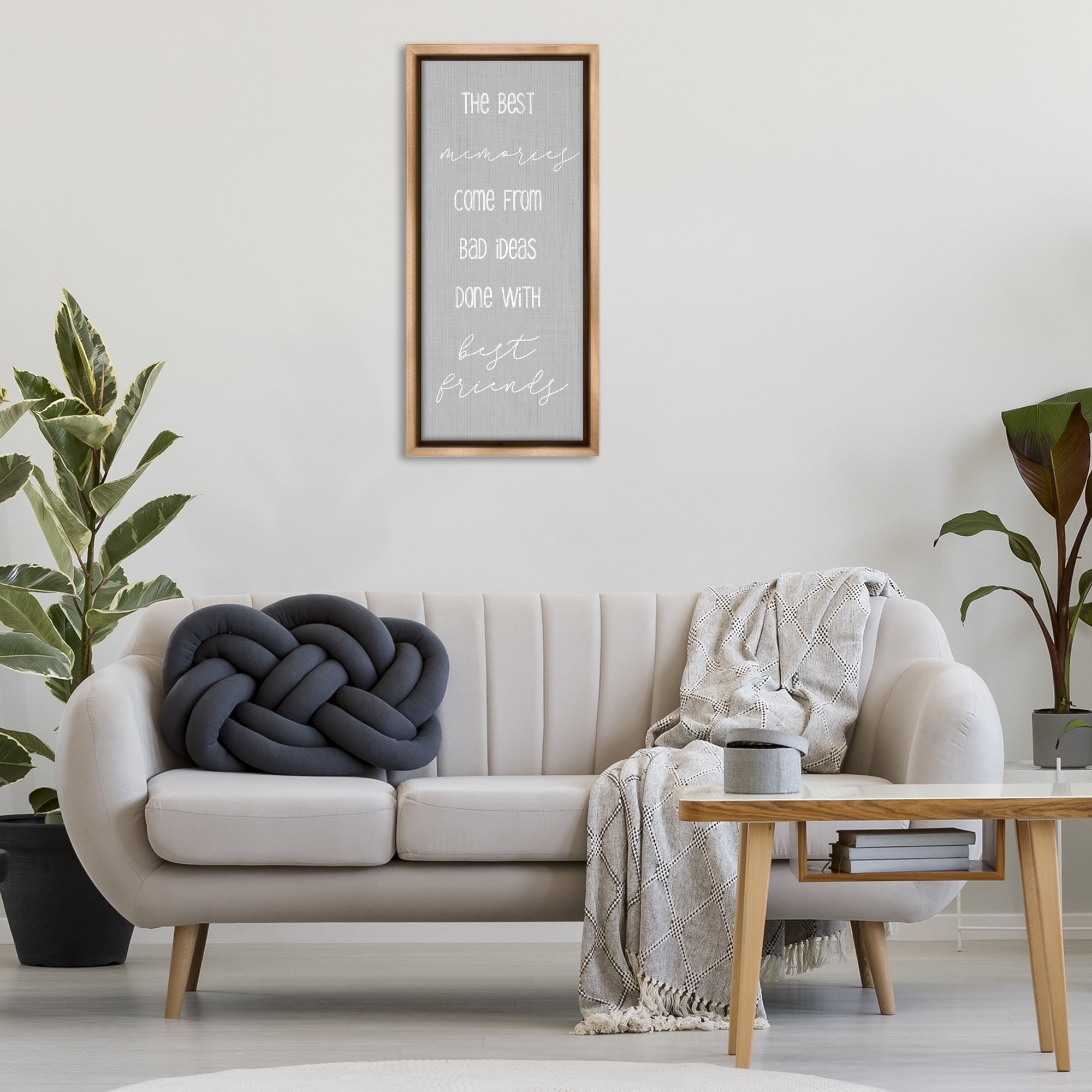 Stupell Industries Bad Ideas with Friends Typography Painting Brown Floater Framed Art Print Wall Art, 15 x 31