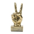 thumbnail image 2 of Tongina Funny Finger Gesture Statue Creative Gesture Sculpture Friend Gift Resin Hand Figurine Desk Decoration for Office Desk Indoor , Peace Gold, 2 of 8