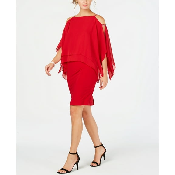 S.L. Fashions Womens Embellished Capelet Dress Size 8