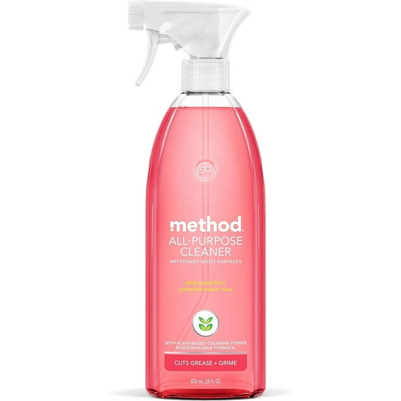 Method All-Purpose Cleaner, Pink Grapefruit, Plant-Based and Biodegradable Formula Perfect for Most Counters, Tiles, Stone, and More, 28 oz spray bottle
