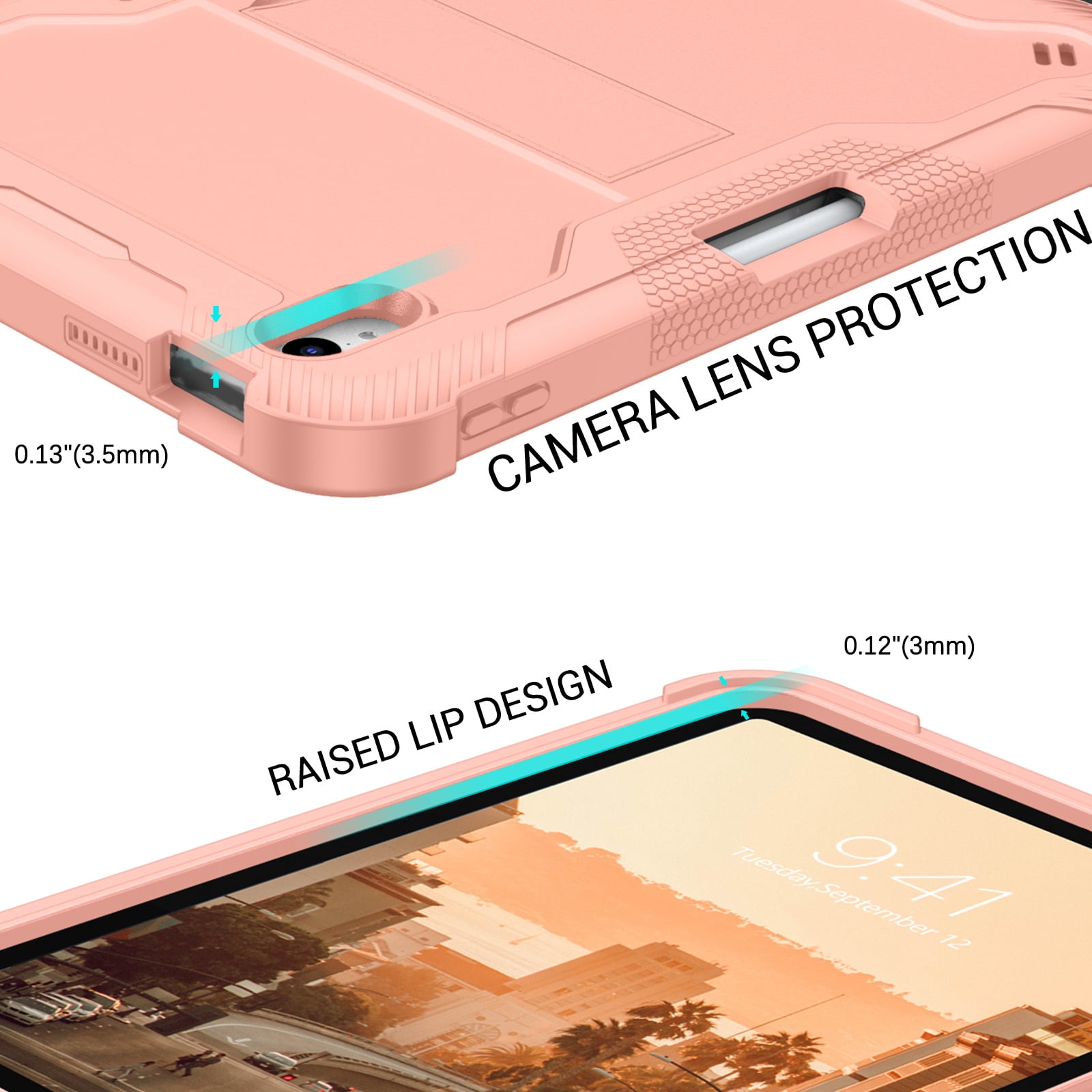 GAOBAO for iPad 11th Generation 11 Inch (2025) Case with Kickstand Pencil Holder, 3 in 1 Heavy Duty Shockproof Protective Tablet Cover, Pink