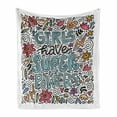 thumbnail image 1 of Girls Have Super Powers Soft Flannel Fleece Throw Blanket, Floral Design with Calligraphy Doodle and Motifs Inspirational, Cozy Plush for Indoor and Outdoor Use, 60" x 80", Multicolor, by Ambesonne, 1 of 6