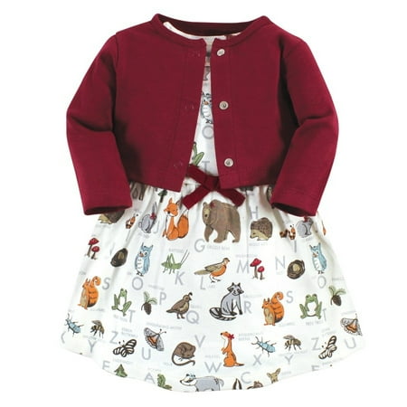 

Touched by Nature Baby Girls Organic Cotton Dress and Cardigan Woodland Alphabet 3 Toddler