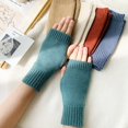 thumbnail image 1 of Guantes de punto de medio corte para mujer en invierno, bonitos guantes de medio dedo con dedos abiertos, cálidos guantes de lana para estudiantes, 1 of 6