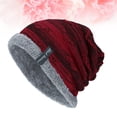thumbnail image 6 of WHAMVOX Men's Knit Beanie Warm Hat Thick Plush Brim for Outdoors(Wine Red), 6 of 8