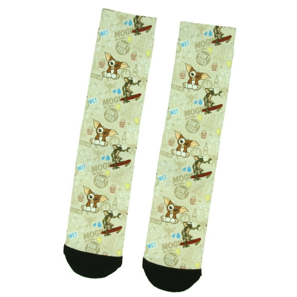 Gremlin The Movie Gizmo Mogwai Stripe Don't Feed Adult Sublimated Crew Socks