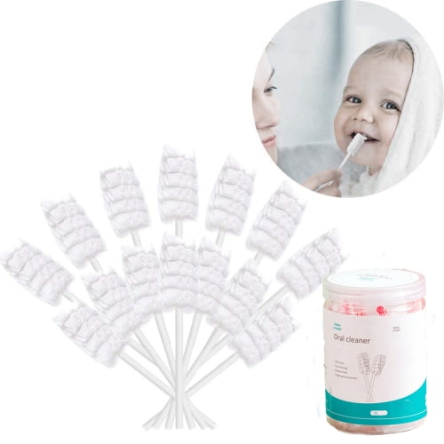 Sunjoy Tech Baby Tongue Cleaner, Baby Toothbrush, 30Pcs Disposable Toothbrush Clean Baby Mouth, Gauze Gum Cleaner Toothbrush Baby Oral Cleaning Stick Dental Care for More Than 3 Months Baby