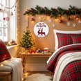 thumbnail image 3 of Welcome Sign for Front Door, Merry Christmas Round Metal Wall Art Wreaths, Plaid Xmas Elk Seasonal Winter Holiday Outdoor Indoor Wall Hanging Sign for Porch Decor Housewarming Gifts 5.9 Inch, 3 of 8