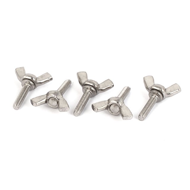 Unique Bargains 304 Acier Inoxydable Aile Papillon Pouce Vis Métrique M4 0.7mm Pas 5pcs