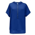 thumbnail image 4 of Bibifish Womens Half Zip Hoodies Batwing Short Sleeve Hooded Sweatshirts Kangaroo Pocket Pullover DDaily Wear Tops, 4 of 5