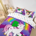 thumbnail image 3 of Erosebridal Green Monogrammed D Duvet Cover Full, Kawaii Unicorn Bedding Sets Full Size, Cute Animal Reversible Comforter Cover Full, Lightweight Room Decor, 3-Piece（No Comforter）, 3 of 6
