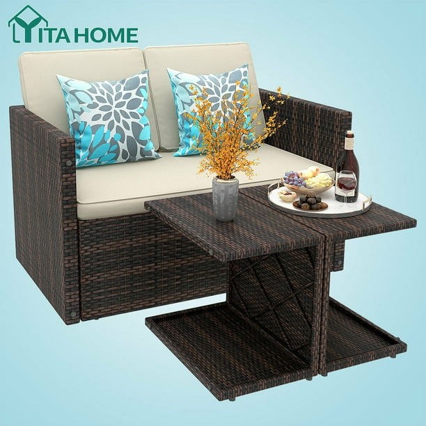 Yitahome 4pcs Outdoor Patio Rattan Wicker Table Sofa Seat Furniture Set Cushions Com - Yitahome 5 Piece Patio Furniture Sets Yitahome 4pcs Outdoor Patio Rattan Wicker Table Sofa Seat Furniture Set Cushions Com - Yitahome 5 Piece Patio Furniture Sets