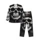 thumbnail image 1 of Fotbe Black White Hat Skull Pijama de Hombre con Estampado de Manga Larga, Conjunto de 2 Piezas, Ropa de Dormir Suave y Cómoda con Bolsillos-Large, 1 of 7