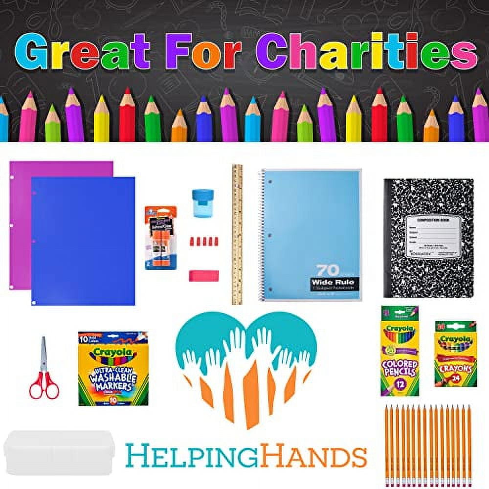 School Supplies for Kids, Back to School Supply Box, Supplies for Girls or Boys, Supplies Bundle Kit (34 Supplies)