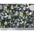 thumbnail image 2 of Soimoi Green Polyester Crepe Fabric Bird,Leaves & Orchids Flower Print Sewing Fabric BTY 52 Inch Wide, 2 of 3