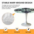 thumbnail image 6 of Abstract Black Green Flowers Elastic Fitted Round Table Cover Vintage Waterproof Outdoor Tablecloth for Holiday Party, Picnic, Patio & Dining Fits Tables Up to 55"-60", 6 of 8