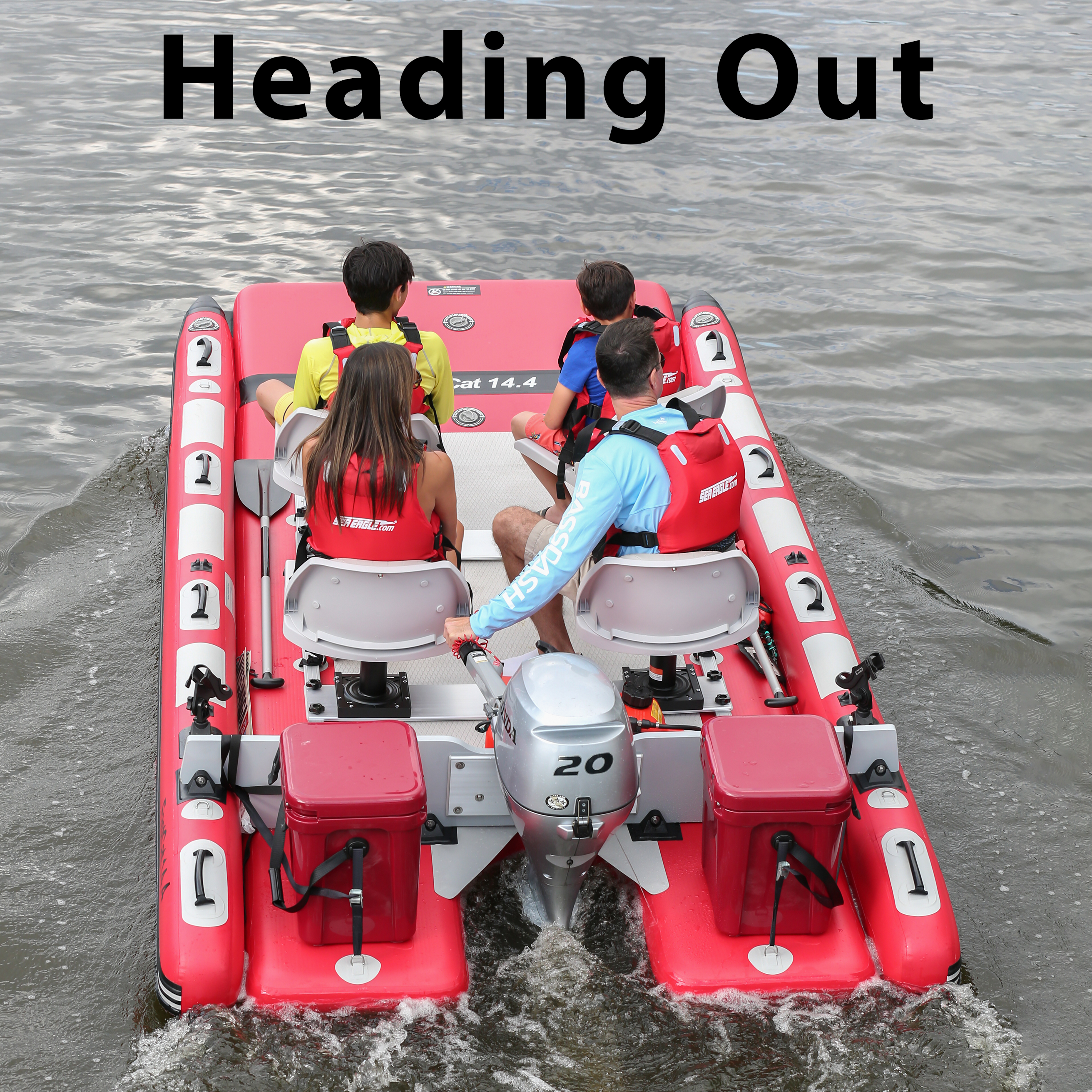 Sea Eagle FastCat Catamaran 2-4 Person Inflatable Boat-Rigid, High-Pressure, All-Drop Stitch, Easy Setup, Self-Bailing