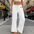 thumbnail image 2 of HKYNLAG Linen Pants Women Wide Leg Palazzo Pants Beach Vacation Outfits Cotton Summer 2026 Flowy Clothes Trousers with Pockets White 2XL, 2 of 7