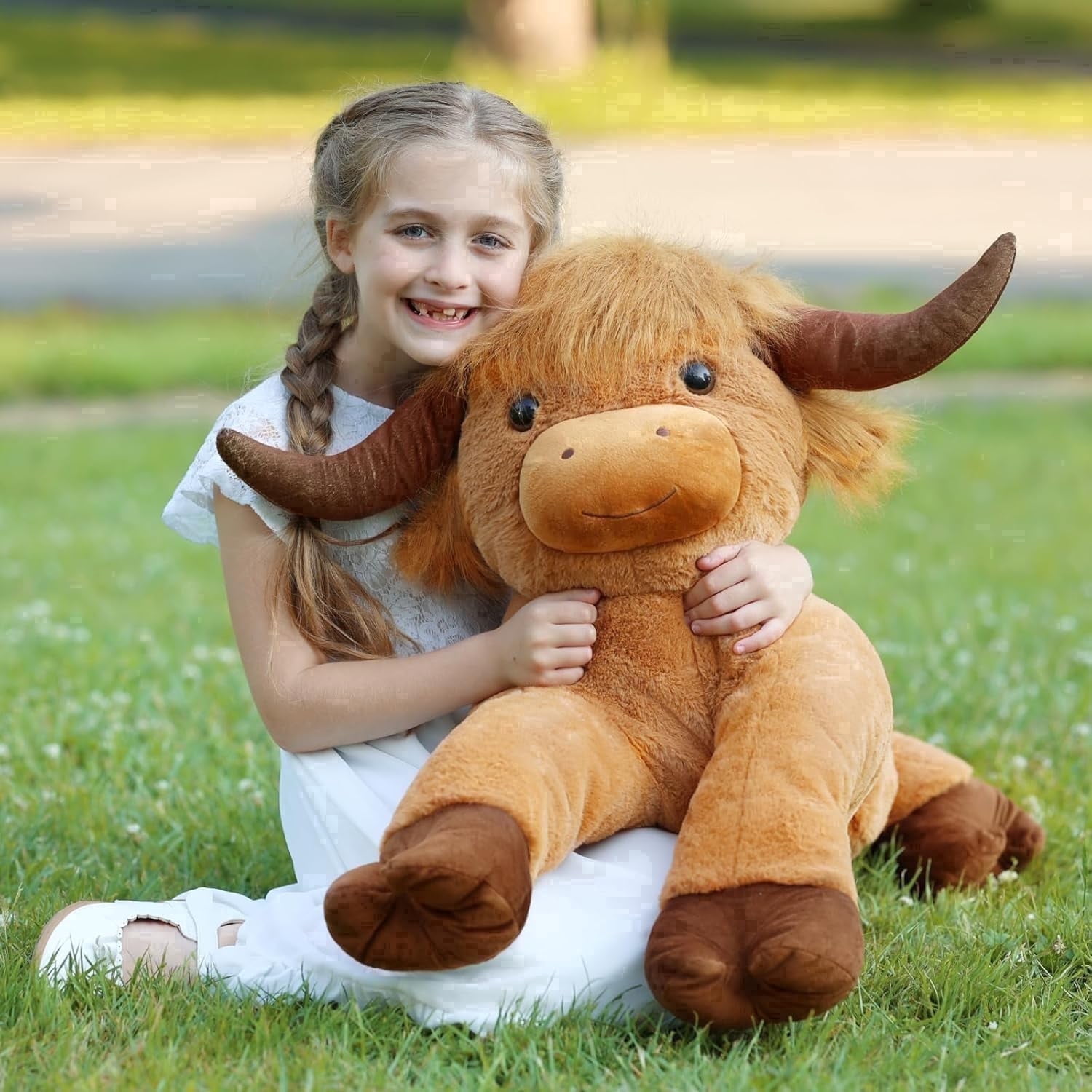 MaoGoLan 41 inch Large Highland Cow Stuffed Animal Giant Hyland Cow Plush Scottish Cattle Stuffed Toy