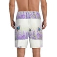 thumbnail image 3 of Easygdp Lavender and Butterfly Men's Short Pajama Pants, Sleep Shorts, Household Pants, Casual Pants with Pockets - XX-Large, 3 of 9