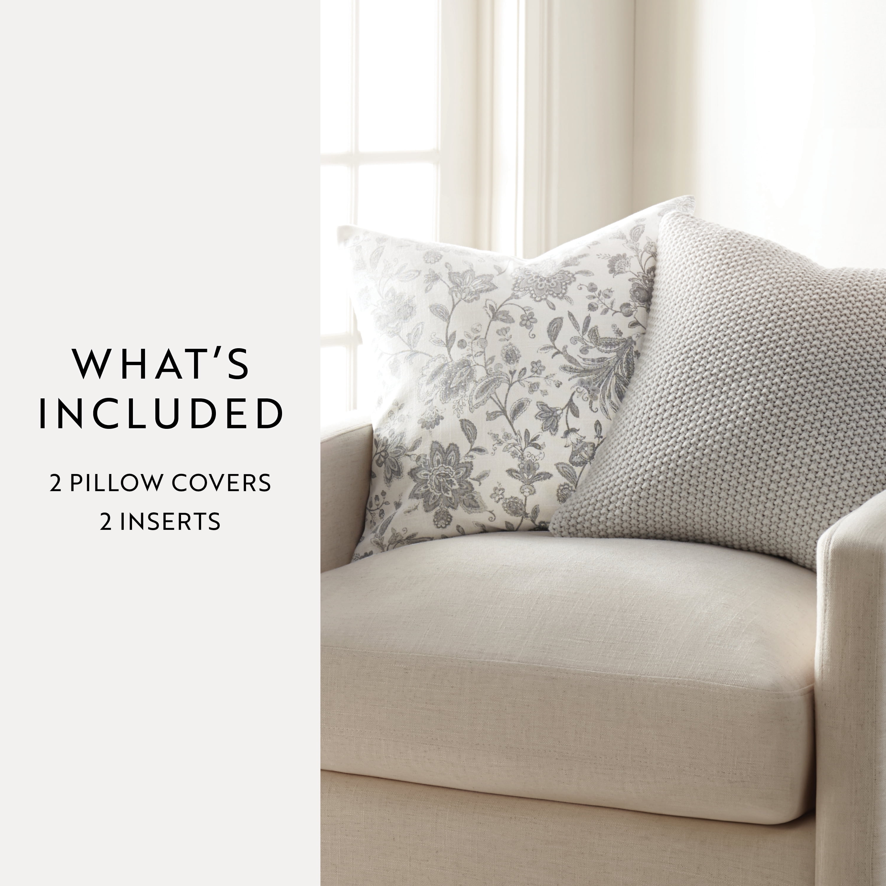 Noble Linens 2-Pack Seed Stitch Knit and Cotton Patterned Decor Throw Pillows - Light Gray