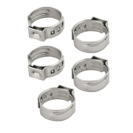 

12.8mm-15.3mm 304 Stainless Steel Adjustable Tube Hose Clamps Silver Tone 5pcs