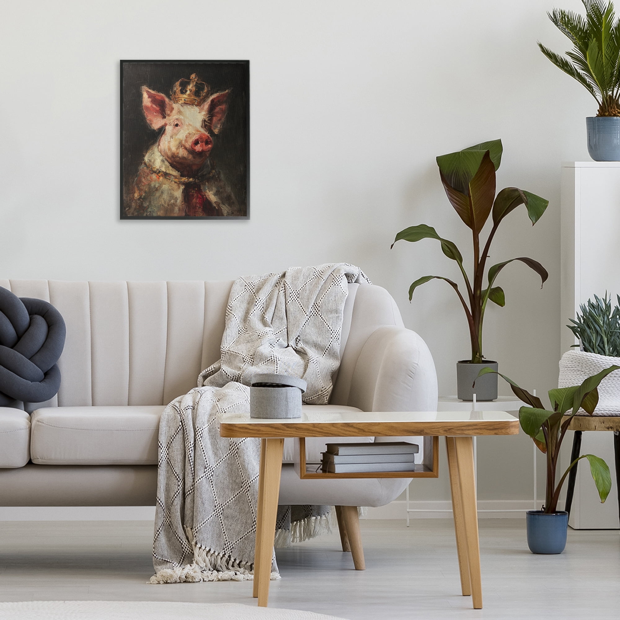 Stupell Industries Royal Swine Portrait Black Framed Giclee Art, design by Svetlana Aleynikova