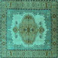 thumbnail image 1 of Ahgly Company Machine Washable Indoor Square Oriental Turquoise Blue Industrial Area Rugs, 8' Square, 1 of 4