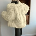 thumbnail image 3 of Uaswgudfs Women's Black Faux Fur Coat, Long Sleeve Oversized Warm Winter Jacket, Casual Lapel Collar Outerwear - Trendy Fashion White XL, 3 of 3