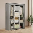 thumbnail image 2 of W-865 Grey Multifunctional Cloth Closet Organizer For Bedroom Home Dust Proof Storage Modular Design Hanging Rods Partitions Easy Assembly Space Efficient Compact #O0W75, 2 of 6