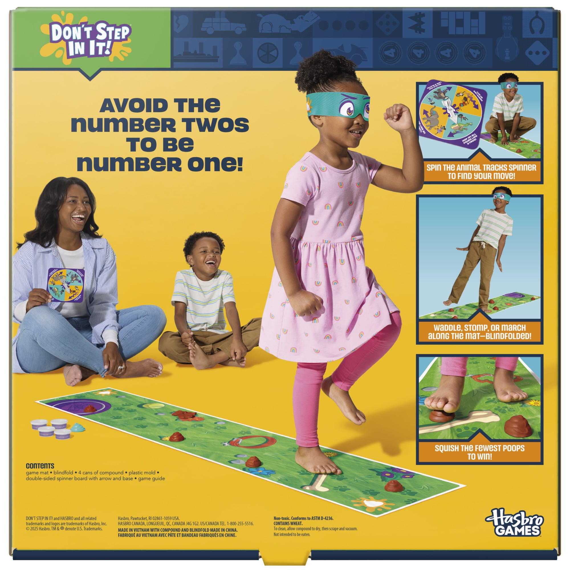 Don't Step in It! Preschool Game, Blindfolded, Poop Kids Game with Animal Moves Spinner for Kids, Ages 4 and up