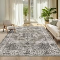 thumbnail image 2 of Hasoo 9' x 12' Area Rug for Living Room Boho Vintage Rug Non Slip Throw Rugs Floral Bedroom Rug, Brown, 2 of 6