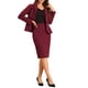 thumbnail image 1 of Conjunto de falda de 2 piezas para mujer INSPIRE CHIC, blazer peplum, falda lápiz de cintura alta, atuendo de trabajo en color rojo vino, 1 of 6