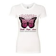 thumbnail image 2 of Wild Bobby Faith Hope Love Butterfly Ribbons Breast Cancer Awareness Women Slim Fit Junior Tee, White, Small, 2 of 6