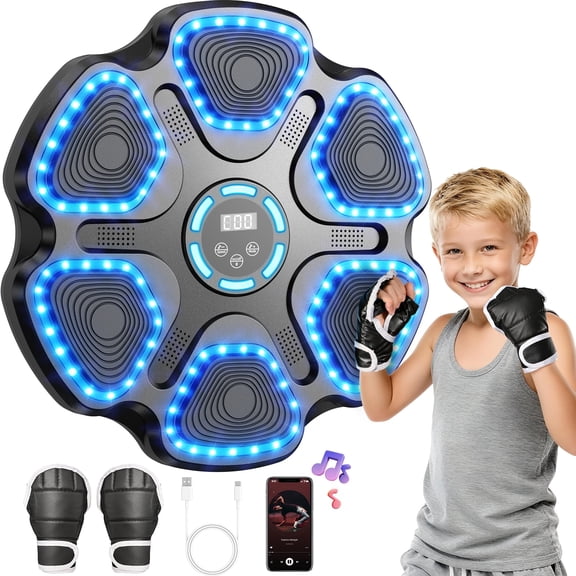 Hlthair Music Boxing Machine for Kids Boxing Machine with Gloves Boxing Equipment for Indoor Training Music Punching Machine Excercise Bluetooth