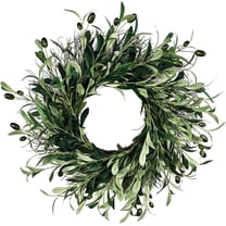 Spring Wreaths Artificial Green Olive Wreath for Front Door Easter Decoration Hanging Decorations Summer Green Wall Hanging Decorations for Outdoor Home Decor-18"